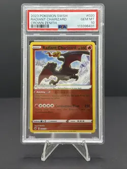 2023 POKEMON SWORD & SHIELD CROWN ZENITH #020 RADIANT CHARIZARD PSA 10 - Image 1