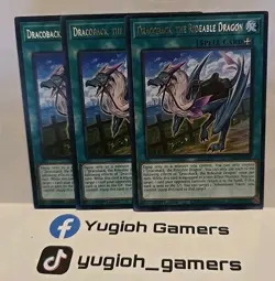 YUGIOH DRACOBACK THE RIDEABLE DRAGON X3 RARE LIGHT PLAYED GRCR - Image 1