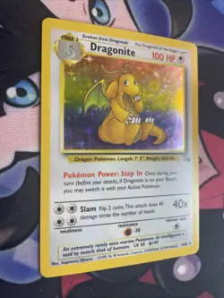 Pokemon TCG Dragonite Fossil Unlimited Holo Rare Card 4/62 MP Condition - Image 2