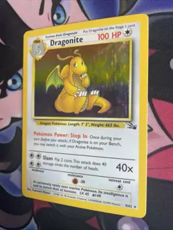 Pokemon TCG Dragonite Fossil Unlimited Holo Rare Card 4/62 MP Condition - Image 3