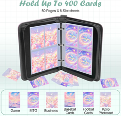 Card Binder 4 Pocket, 400 Pockets Card Holder Compatible with Game Cards Gift fo - Image 4