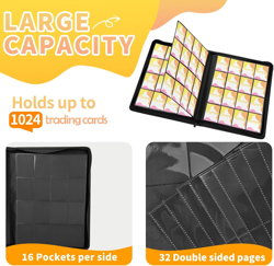 Premium 1000+ Pockets Trading Card Binder, 16-Pocket Ringless Side-Loading Album - Image 2