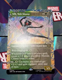 MTG Silk, Web Weaver #0215 Borderless Rare Marvel’s Spider-Man Magic - Image 1