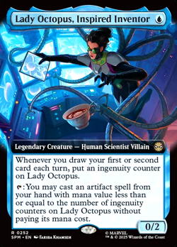 MTG Lady Octopus, Inspired Inventor 252 Rare Foil Extended Art Marvel Spider-Man - Image 1