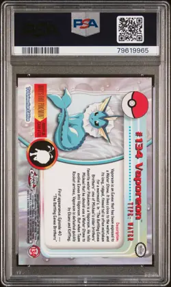 VAPOREON | #134 | PSA 9 | TOPPS CHROME HOLO POKEMON T.V. | G20 - Image 2
