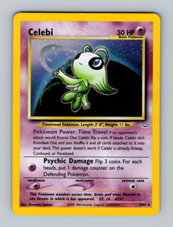 Celebi 3/64 Light Play Neo Revelation Holo Rare LP Pokemon 2001 - Image 1