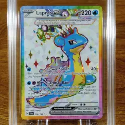 Pokemon Stellar Crown Lapras EX 158/142 AGS Gem-MT 10 FA Holo Secret Rare 2024 - Image 2