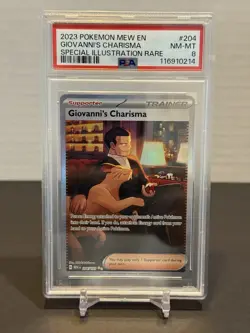 Pokemon TCG Giovanni's Charisma Full Art Trainer Card 207/165 PSA 8 - Image 1