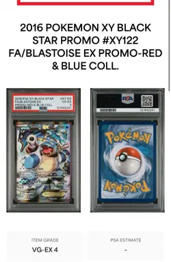 2016 Pokemon XY Blastoise EX Promo Card #XY122 PSA VG-EX 4 - Image 1
