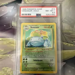 1999 POKEMON BASE SET UNLIMITED #15 VENUSAUR HOLO PSA 8.5 NM-MT+ - Image 1