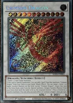 Yu-Gi-Oh! Crimson Dragon Secret Rare 1st Edition RA04-EN061 Mint - Image 3