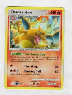 Pokemon TCG Charizard LV.60 Platinum Arceus Holo Rare Card 1/99 vintage cracked - Image 1