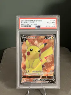 Pikachu V Full Art Holo Card 157/172 Swsh09 Brilliant Stars - PSA 10 Gem Mint - Image 1