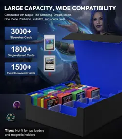 Trading Card Storage Box, 3000+ MTG Deck Box with 24 Colorful Dividers & 4 Card - Image 3