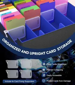 Trading Card Storage Box, 3000+ MTG Deck Box with 24 Colorful Dividers & 4 Card - Image 4