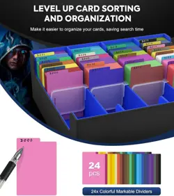 Trading Card Storage Box, 3000+ MTG Deck Box with 24 Colorful Dividers & 4 Card - Image 5