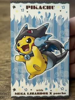 2016 Poncho Pikachu Charizard X Mega Business Card Japanese Pokemon Center Promo - Image 3