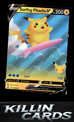 Surfing Pikachu V 008/025 Pokemon Ultra Rare Celebrations Card NM - Image 1