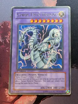 YuGiOh Cyber Twin Dragon - Rare - DP04-EN011 - Moderate to Heavy Play - Image 1