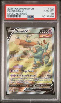 2021 Pokemon GOLURK V 182/203 Evolving Skies Gem Mint PSA 10 - Image 1
