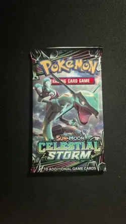 Pokemon TCG Sun And Moon Celestial Storm Sealed Unweighed Booster Pack Rayquaza - Image 1