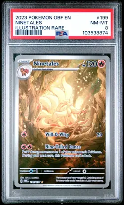 2023 POKEMON OBF EN-OBSIDIAN FLAMES ILLUSTRATION RARE #199 NINETALES PSA 8 - Image 1