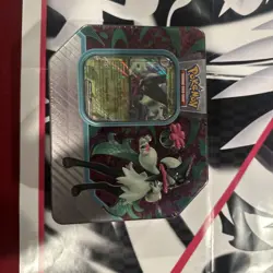 Pokemon TCG Paldea Partners Tin featuring Meowscarada ex Sealed - Image 1