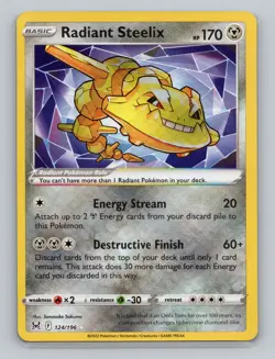 Radiant Steelix #124/196 Radiant Rare Pokemon TCG SWSH11: Lost Origin - Image 1