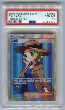 PSA 10 Lady SV86 Sun Moon Hidden Fates Full Art Pokemon Card SV86/SV94 2019 - Image 1