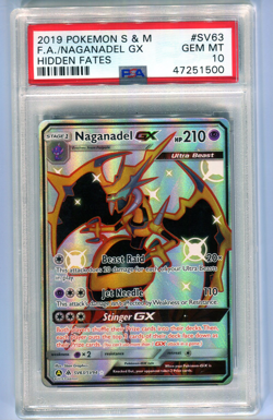 PSA 10 Naganadel GX #SV63 SM Hidden Fates Full Art Pokemon Card SV63/SV94 2019 - Image 1