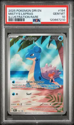 2025 POKEMON DRI EN-DESTINED RIVALS ILLUSTRATION RARE #194 MISTY'S LAPRAS PSA 10 - Image 1