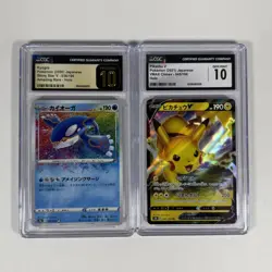 Pokemon 2 Slabs Kyogre 036/190 and Pikachu V 045/184 Japanese CGC 10 & P10 - Image 1