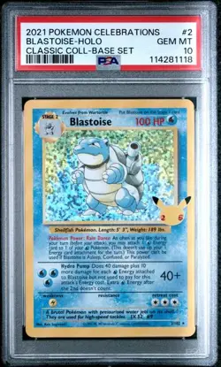 PSA 10 Blastoise 2/102 Pokemon Celebrations Classic Collection Holo Graded Card - Image 1