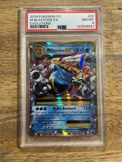 GRADED PSA 8 2016 Pokemon XY M Blastoise Ex Evolutions #22 - Image 1