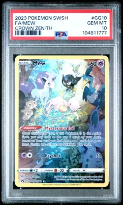 Pokemon PSA 10 GEM MINT Mew GG10/GG70 Crown Zenith: Galarian Gallery Holo - Image 1
