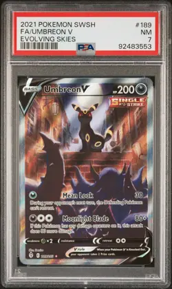2021 POKEMON SWORD & SHIELD EVOLVING SKIES #189 FULL ART/UMBREON V PSA 7 - Image 1