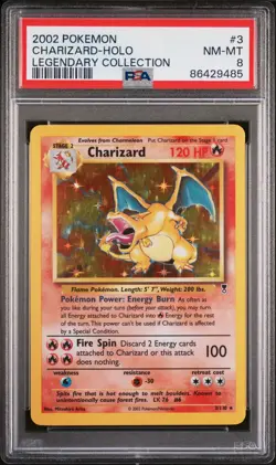 2002 POKEMON LEGENDARY COLLECTION #3 CHARIZARD-HOLO PSA 8 - Image 1