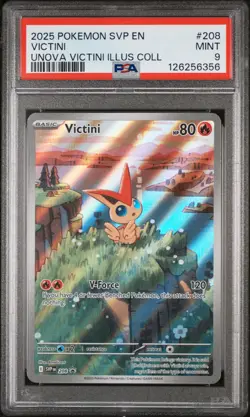 2025 Pokemon SVP EN-SV Black Star Promo Victini Unova Victini Illus Coll PSA 9 - Image 1