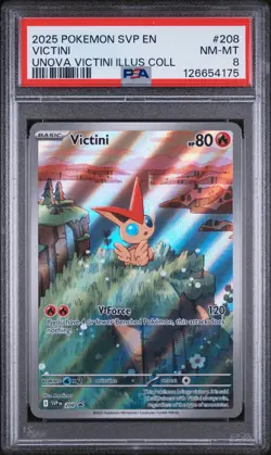 VICTINI #208 2025 POKEMON SVP UNOVA VICTINI ILLUSTRATION BLACK STAR PROMO PSA 8 - Image 1