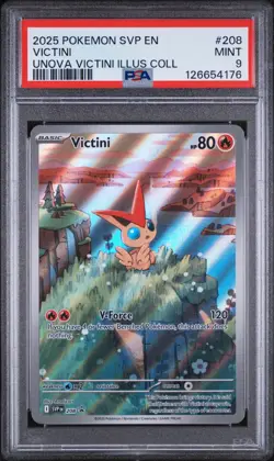 VICTINI #208 2025 POKEMON SVP UNOVA VICTINI ILLUSTRATION BLACK STAR PROMO PSA 9 - Image 1