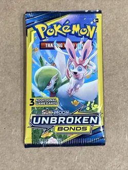 Pokemon DG Sun & Moon Unbroken Bonds Booster Pack 3-Cards Pack New - Image 1
