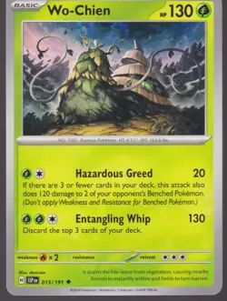 Wo-Chien Uncommon SV08 Surging Sparks 015/191 Pokemon Trading Card TCG - Image 1