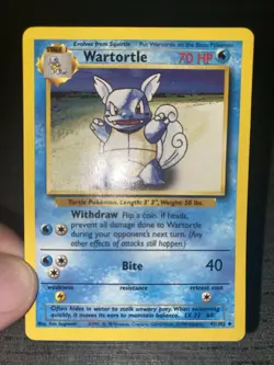 Carte Pokemon Wartortle 42/102 Set De Base Wizard Anglais Occasion - Image 3
