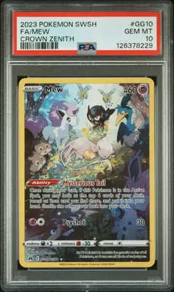2023 POKEMON SWORD & SHIELD CROWN ZENITH #GG10 FULL ART/MEW PSA 10 - Image 1