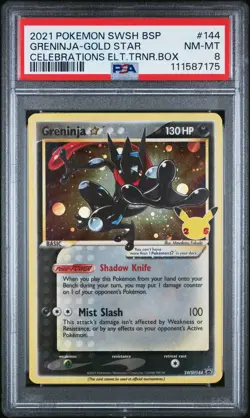 2021 POKEMON SWSH BLACK STAR PROMO #144 GRENINJA-GOLD STAR PSA 8 - Image 1