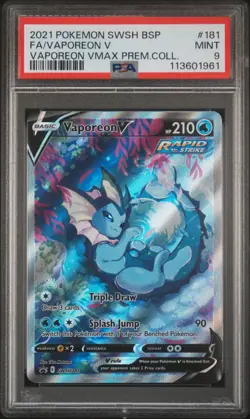 2021 POKEMON SWSH BLACK STAR PROMO #181 FULL ART/VAPOREON V PSA 9 - Image 1