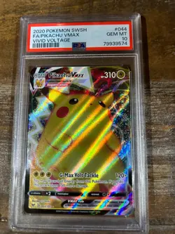 POKEMON 2020 Vivid Voltage Full Art PIKACHU Vmax #044 PSA 10 Gem Mint - Image 1