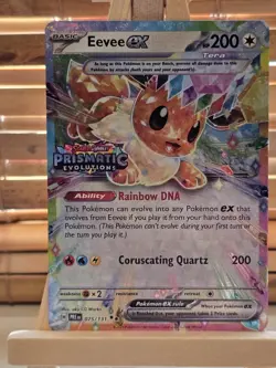 Pokemon TCG Prismatic Evolutions Eevee EX Card 075/131 Stamped Surprise Box NM - Image 1