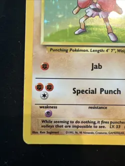 Pokemon TCG Base Set Hitmonchan Card #007/102 Holo MP- - Image 5