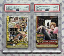 Luffy 001 + Nami 002 PSA10 Strong World Promo 2009 One Piece Sequential Cards - Image 1